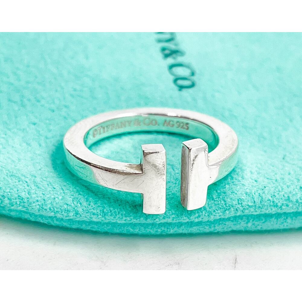 Tiffany & Co. T Square Sterling Silver Ring Size 5.25 - Picture 6 of 10